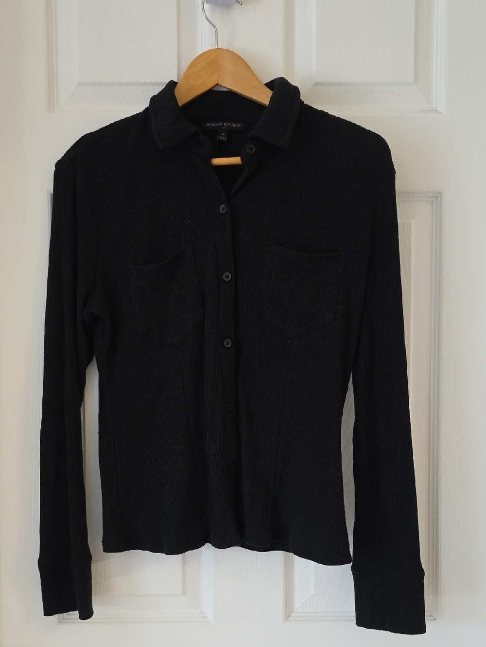 Banana Republic Ribbed Black Button-Up Shirt